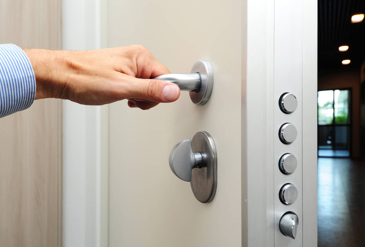 Commercial lock and key change.
